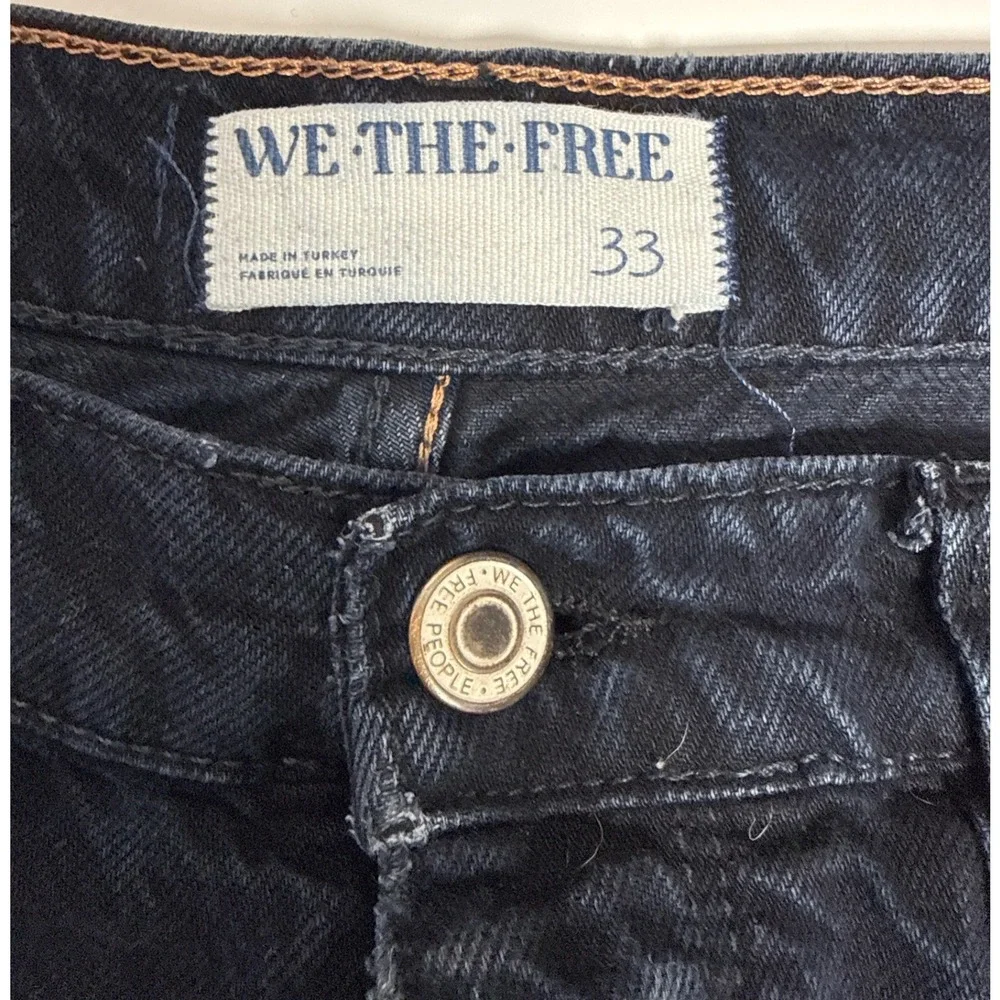 We The Free Old West Slouchy High Rise Wide Leg Jeans Womens 33 Blue Black Boho